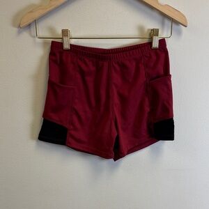 Women's Burgundy and Black Athletic Shorts Size XS